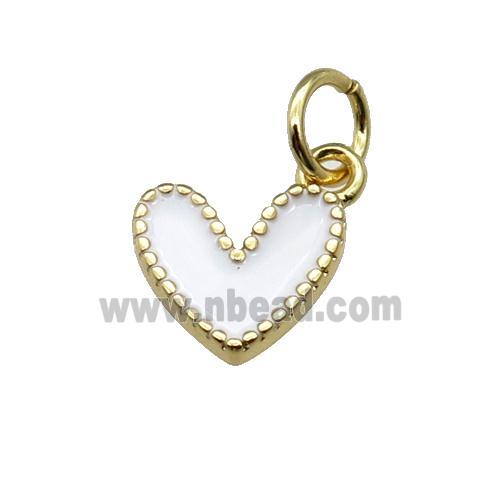 copper Heart pendant with white enamel, gold plated