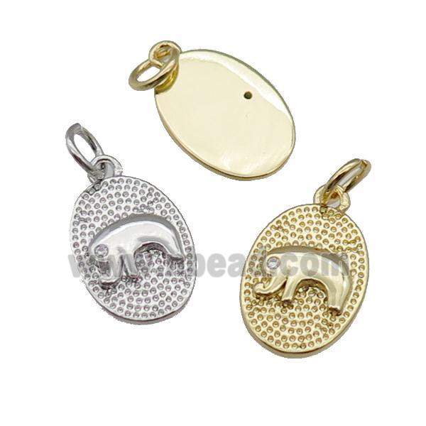 copper oval pendant, elephant, mixed