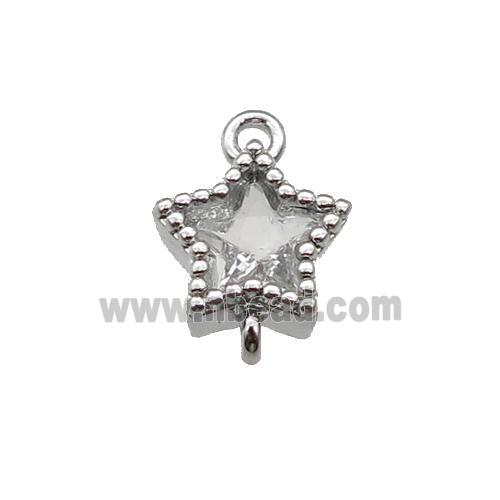 copper star connector paved zircon, platinum plated