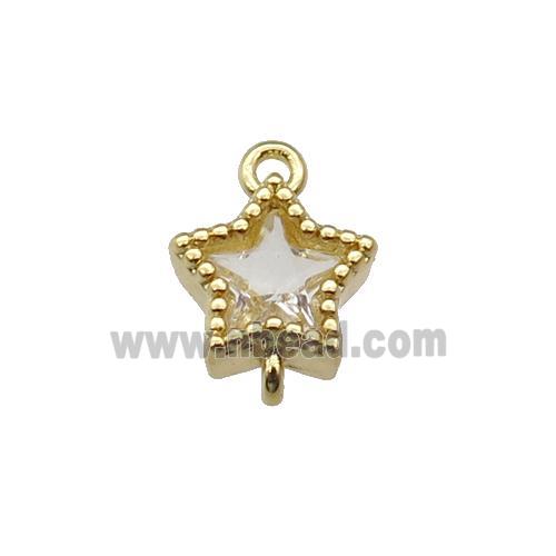 copper star connector paved zircon, gold plated