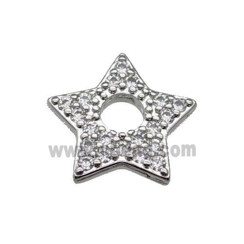 copper star pendant pave zircon, platinum plated