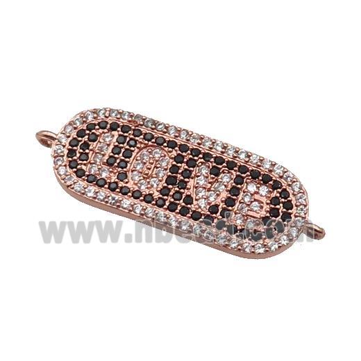 copper LOVE connector paved zircon, rose gold