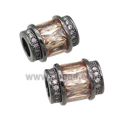 copper tube beads pave champagne zircon, black plated