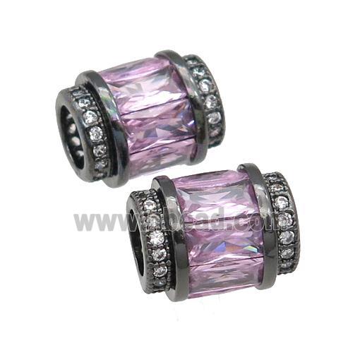 copper tube beads pave pink zircon, black plated