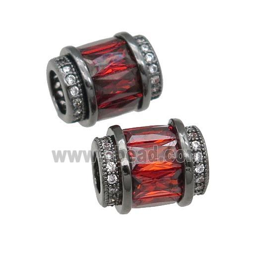 copper tube beads pave red zircon, black plated
