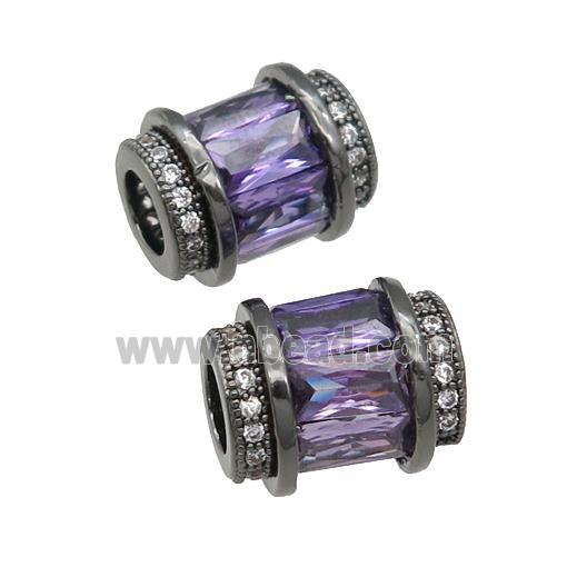 copper tube beads pave purple zircon, black plated