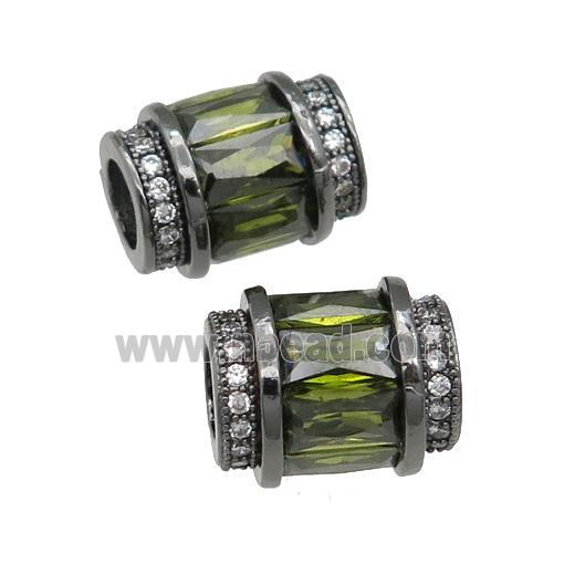 copper tube beads pave green zircon, black plated