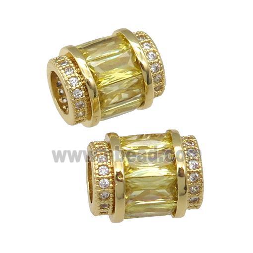 copper tube beads pave olive zircon, gold plated