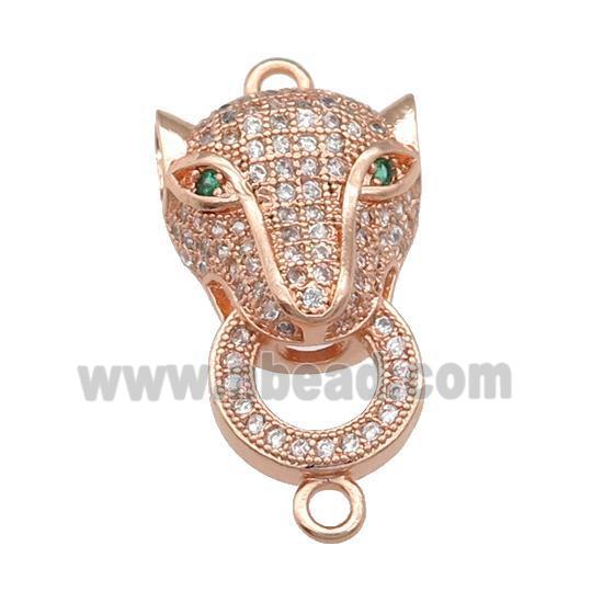 copper Leopard connector pave zircon, rose gold