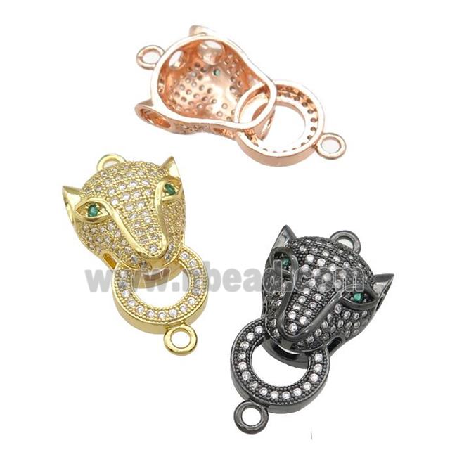 copper Leopard connector pave zircon, mixed