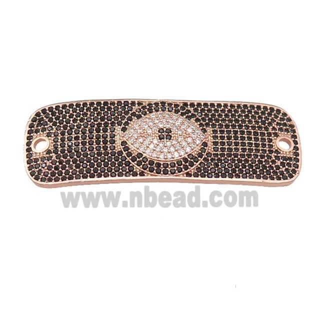 copper rectangle connector pave zircon, rose gold