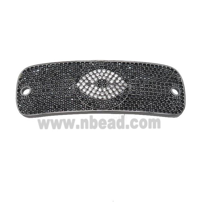 copper rectangle connector pave zircon, black plated