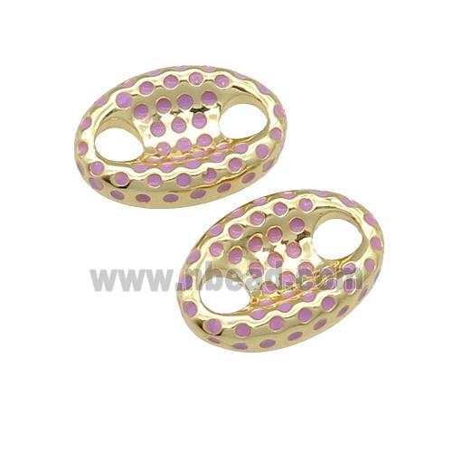 copper connector with lavender enamel, pignose, gold plated
