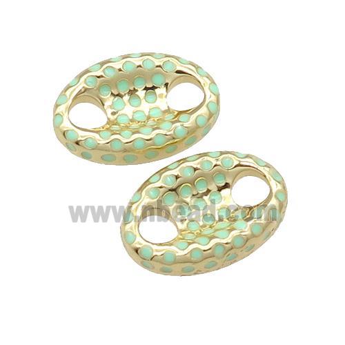 copper connector with lt.green enamel, pignose, gold plated