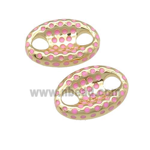 copper connector with pink enamel, pignose, gold plated
