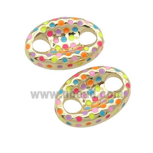 copper connector with enamel, multicolor, pignose, gold plated