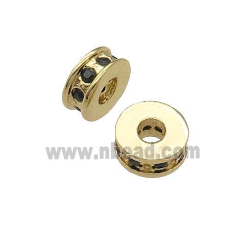 copper heishi beads pave zircon, gold plated