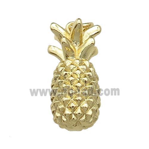 copper Pineapple charm pendant, gold plated