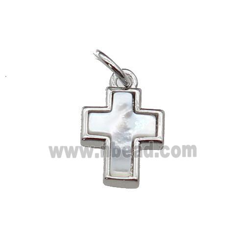 copper cross pave shell, platinum plated