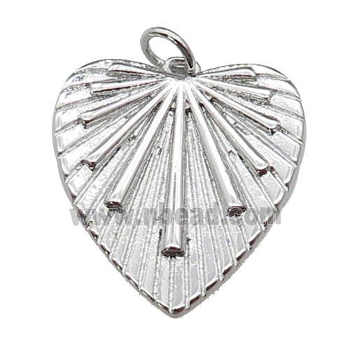 copper Heart pendant, platinum plated