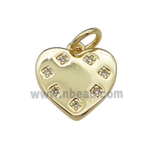 copper Heart pendant paved zircon, gold plated