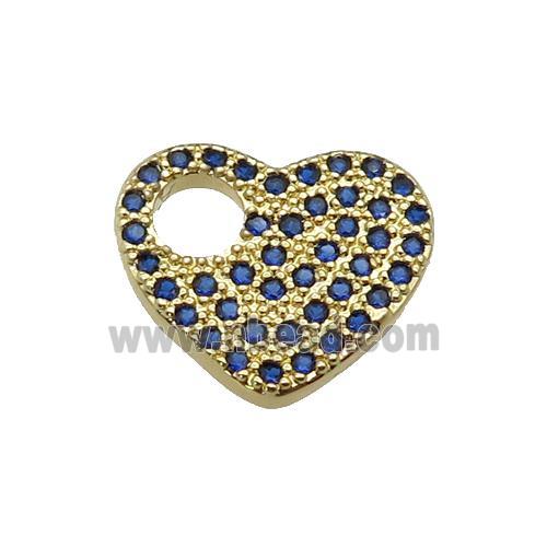 copper Heart pendant pave blue zircon, gold plated