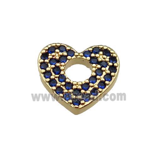 copper Heart pendant pave blue zircon, gold plated