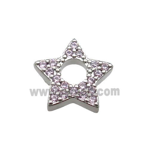 copper star pendant pave zircon, platinum plated