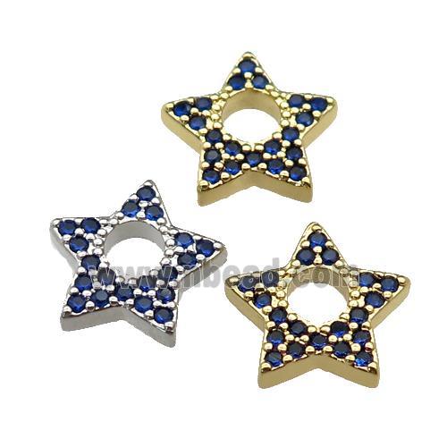 copper star pendant pave blue zircon, mixed