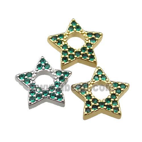 copper star pendant pave green zircon, mixed