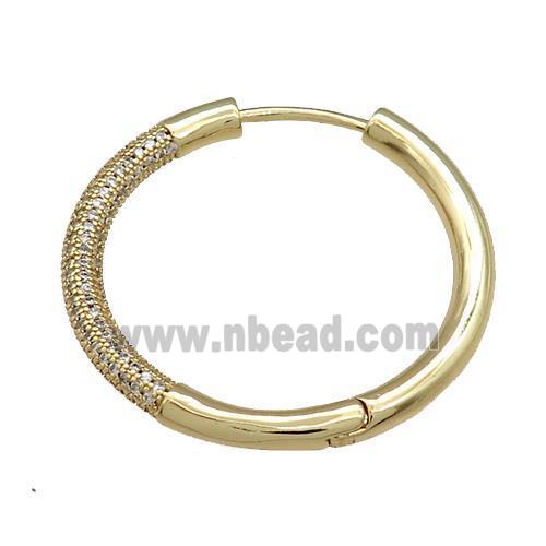 copper Hoop Earring pave zircon, gold plated