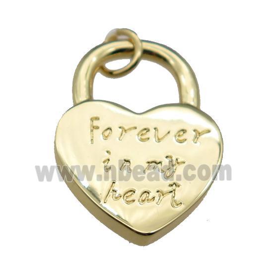 copper Heart Lock pendant, gold plated
