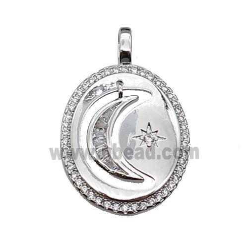 copper Moon star pendant pave zircon, platinum plated