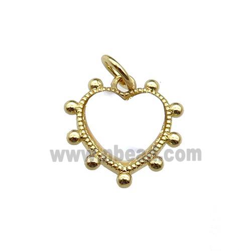 copper Heart pendant pave shell, gold plated
