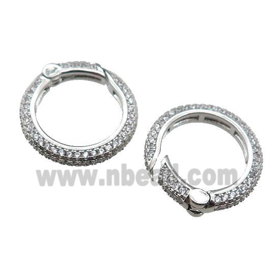 copper Carabiner Clasp pave zircon, platinum plated