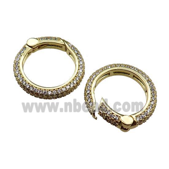 copper Carabiner Clasp pave zircon, gold plated