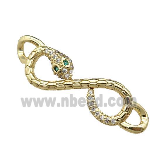 copper Snake connector pave zircon, gold plated