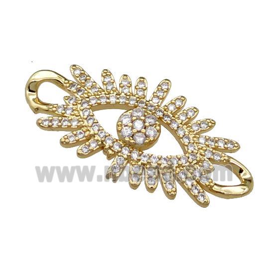 copper Eye connector pave zircon, gold plated