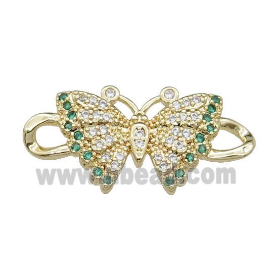 copper Butterfly connector pave zircon, gold plated