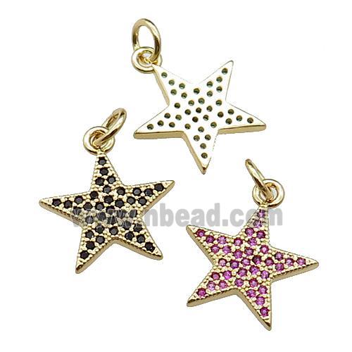 copper star pendant pave zircon,mixed, gold plated