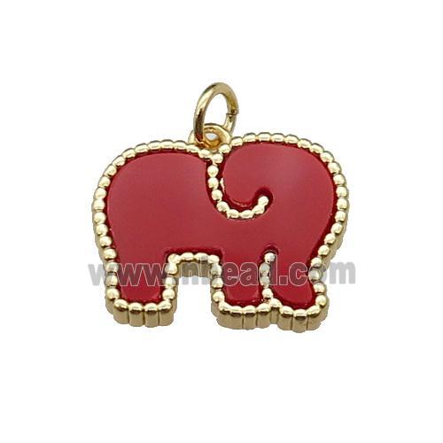 copper Elephant pendant pave stone, gold plated