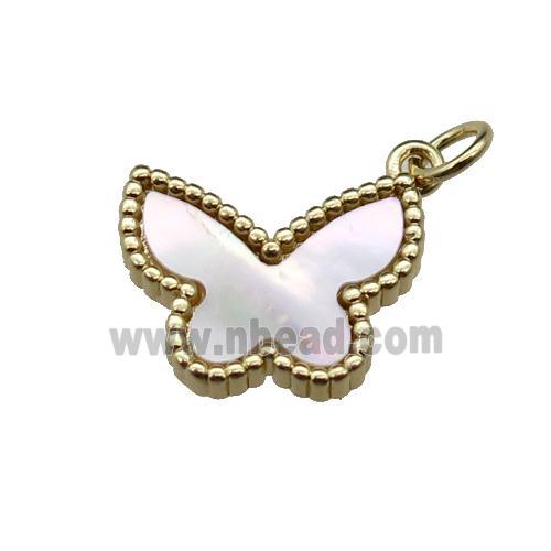 copper Butterfly pendant pave shell, gold plated