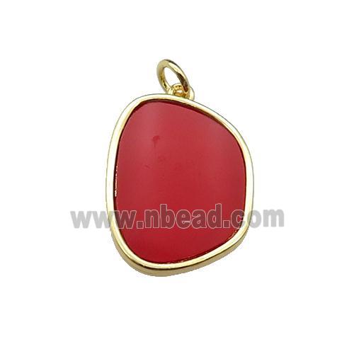 copper pendant pave redstone, gold plated