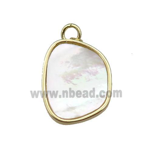 copper pendant pave shell, gold plated