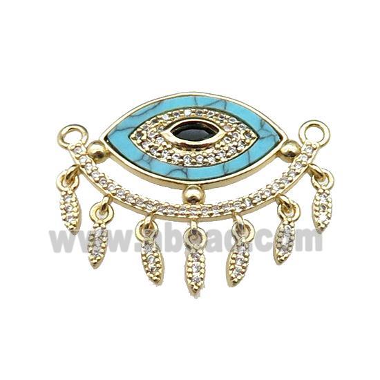 copper Eye pendant pave turquoise zircon, gold plated