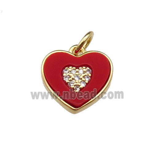 copper Heart pendant pave redstone zircon, gold plated