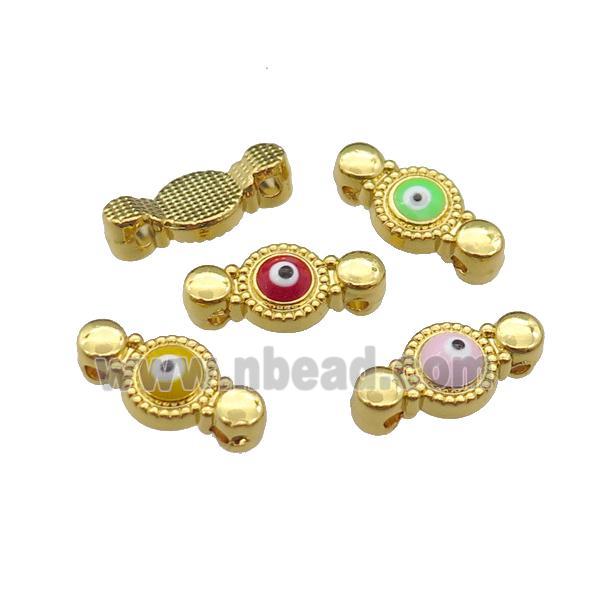mixed copper Evil Eye connector with enamel, gold plated
