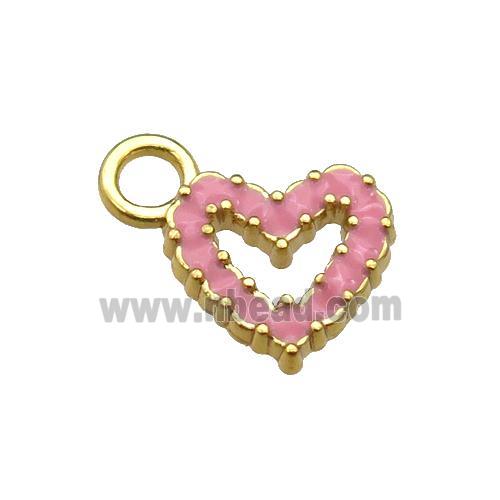 copper Heart pendant with pink enamel, gold plated