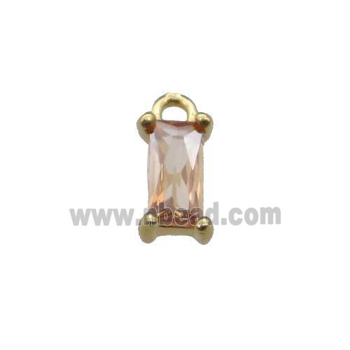 copper rectangle pendant pave champagne zircon, gold plated