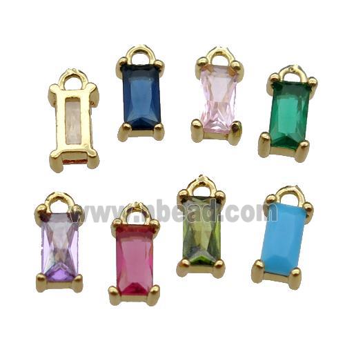 mix copper rectangle pendant pave zircon, gold plated